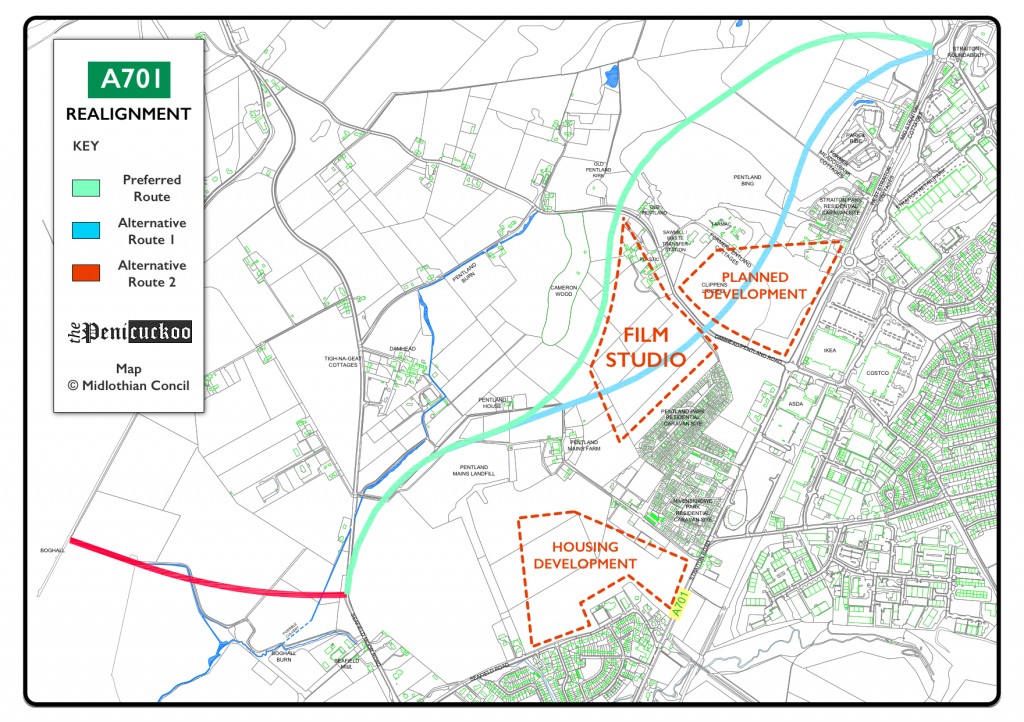 Route options © Midlothian Council